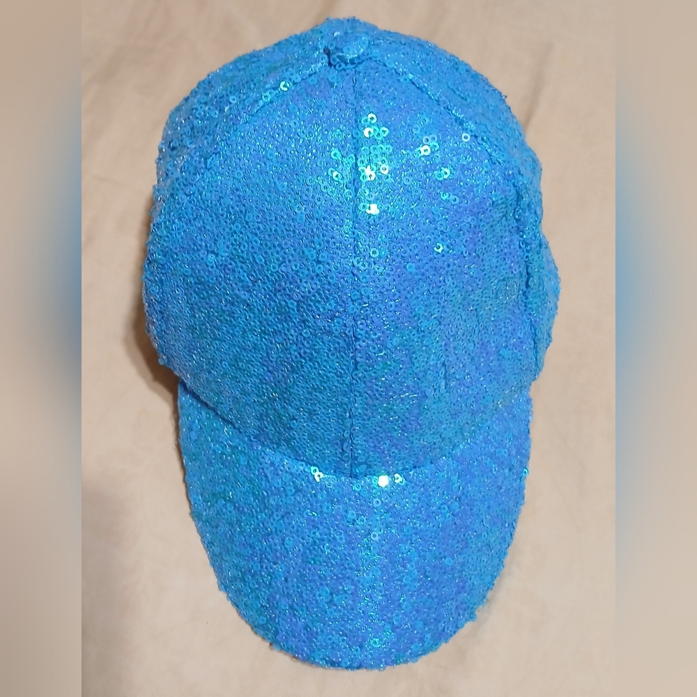 Women's Sparkling Sequin Blue Newsboy/Cabbie Cap One Size